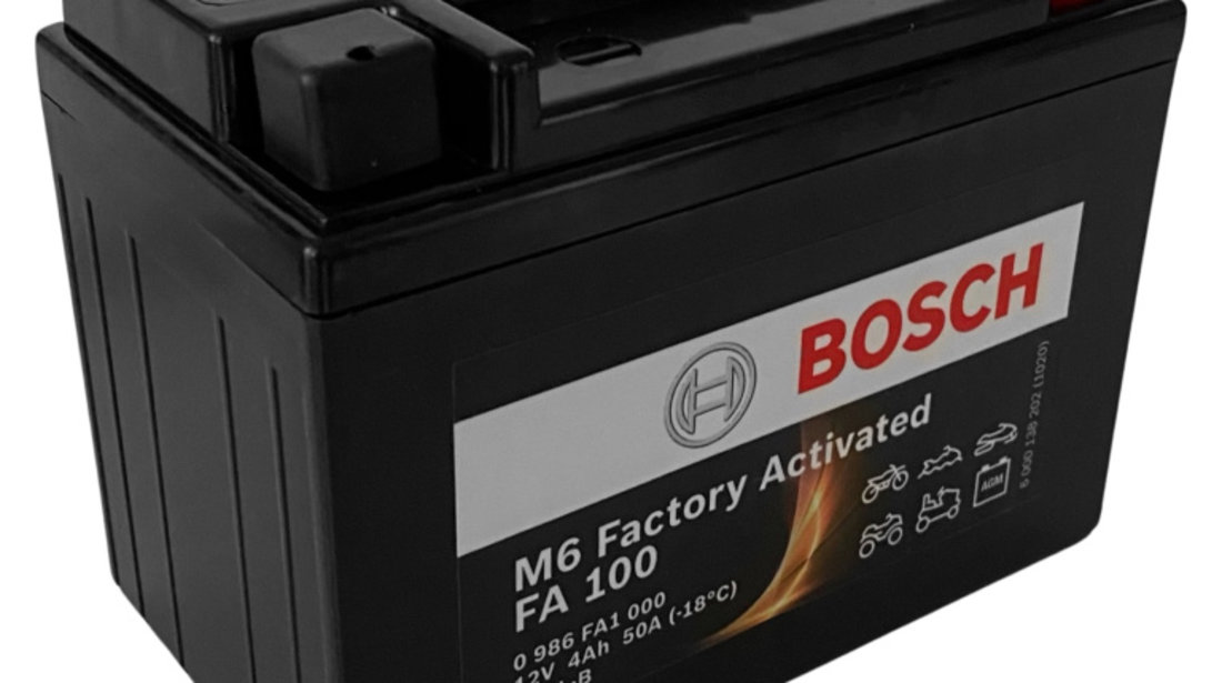Baterie Moto Bosch M6 Factory Activated 4Ah 12V 50A YB4L-B 0 986 FA1 000
