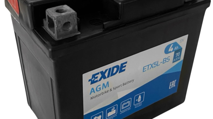 Baterie Moto Exide AGM Motorbike &amp; Sport Battery 4Ah 70A 12V ETX5L-BS