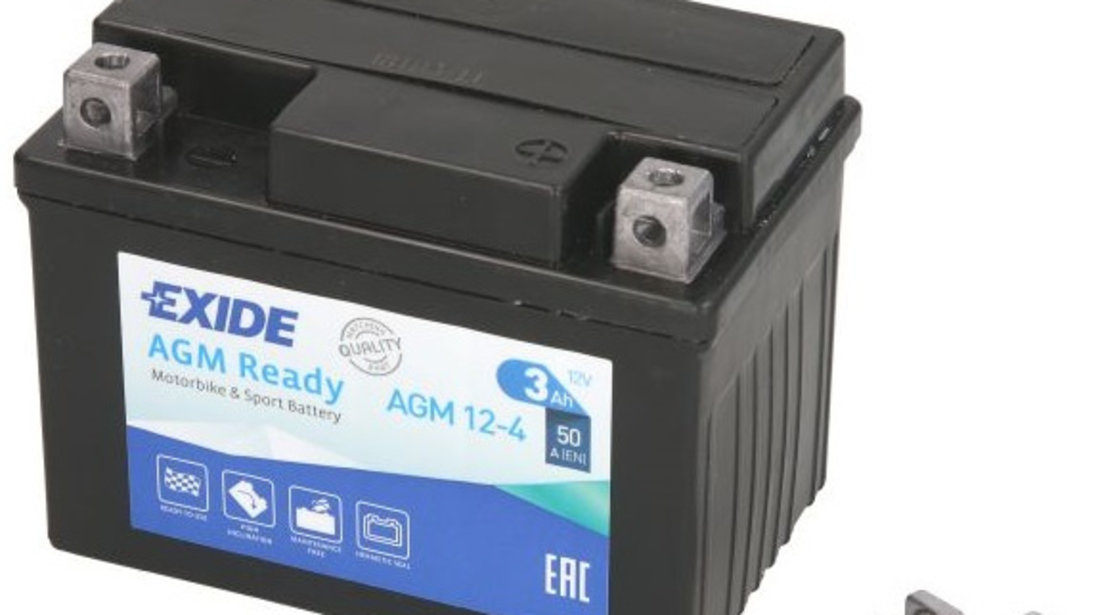 Baterie Moto Exide Agm Ready 12V 3Ah 50A YTX4L-BS EXIDE READY