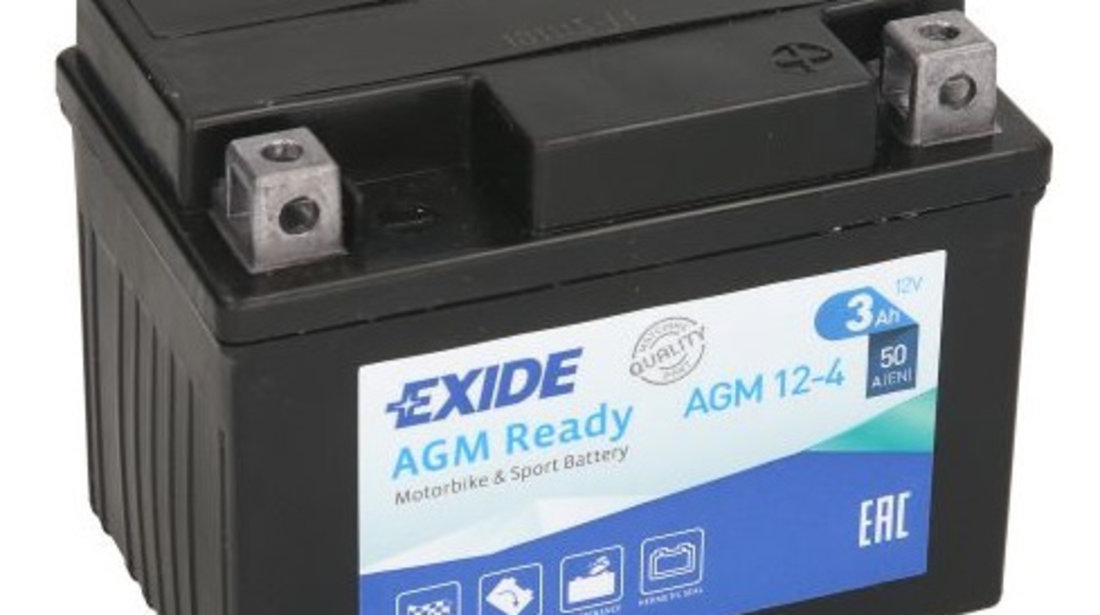 Baterie Moto Exide Agm Ready 12V 3Ah 50A YTX4L-BS EXIDE READY