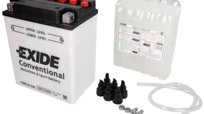 Baterie Moto Exide Conventional Motorbike &amp; Sport Battery 14Ah 130A 12V 12N14-3A