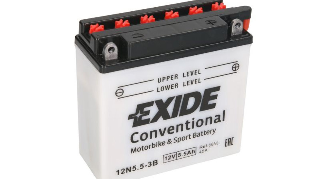 Baterie Moto Exide Conventional Motorbike &amp; Sport Battery 12V 5,5Ah 45A R + 12N5.5-3B EXIDE