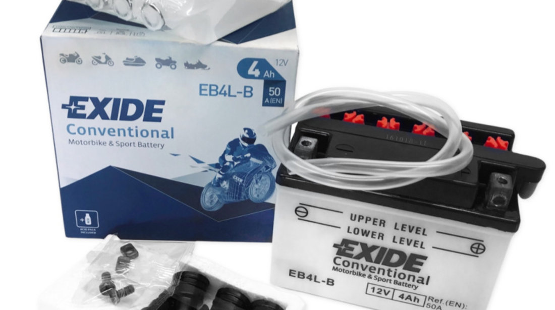 Baterie Moto Exide Conventional Motorbike &amp; Sport Battery 4Ah 50A 12V EB4L-B