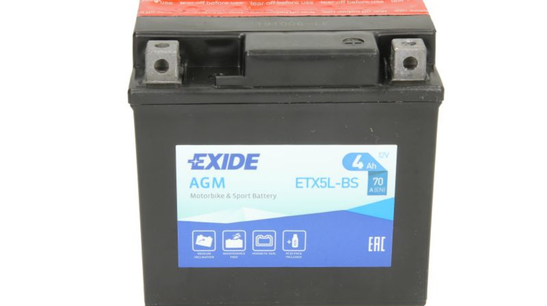 Baterie Moto Exide Conventional Motorbike &amp; Sport Battery 12V 4Ah 70A R + YTX5L-BS EXIDE