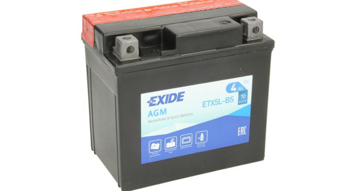 Baterie Moto Exide Conventional Motorbike &amp; Sport Battery 12V 4Ah 70A R + YTX5L-BS EXIDE