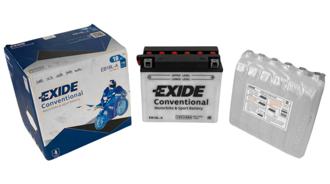 Baterie Moto Exide Conventional Motorbike &amp; Sport Battery 18Ah 190A 12V YB18L-A