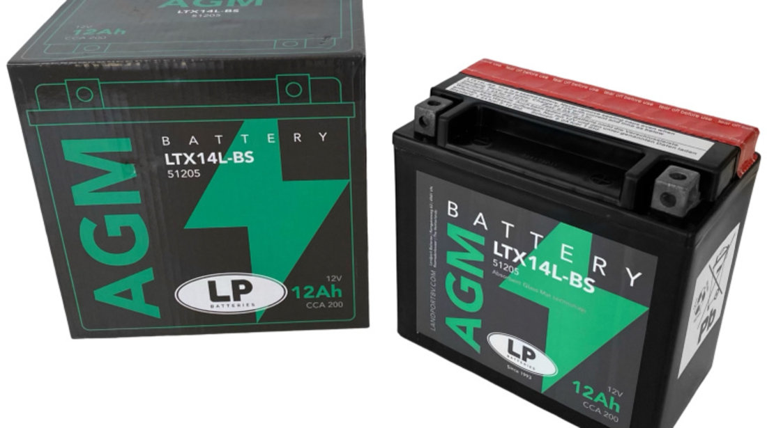 Baterie Moto LP Batteries Agm 12Ah 200A 12V LTX14L-BS