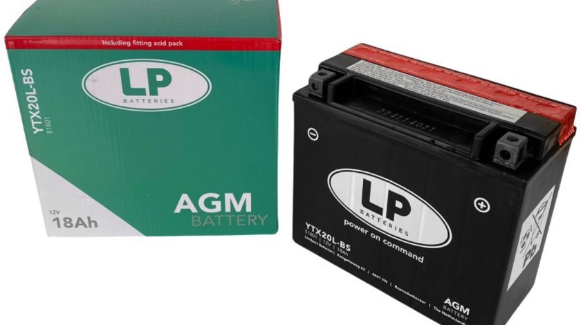 Baterie Moto LP Batteries Agm 18Ah 250A 12V MA LTX20L-BS