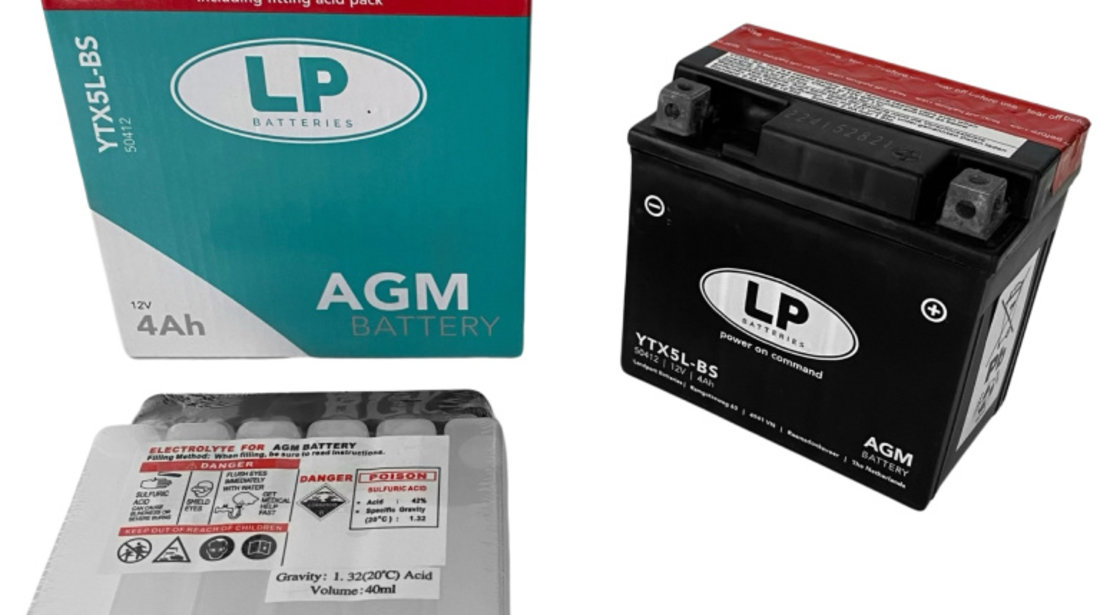 Baterie Moto LP Batteries Agm 4Ah 50A 12V MB YTX5L-BS