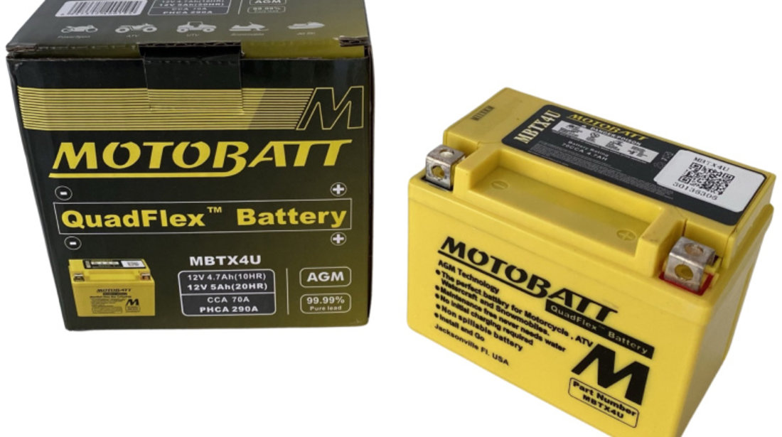 Baterie Moto Motobatt 4,7Ah 70A 12V MBTX4U