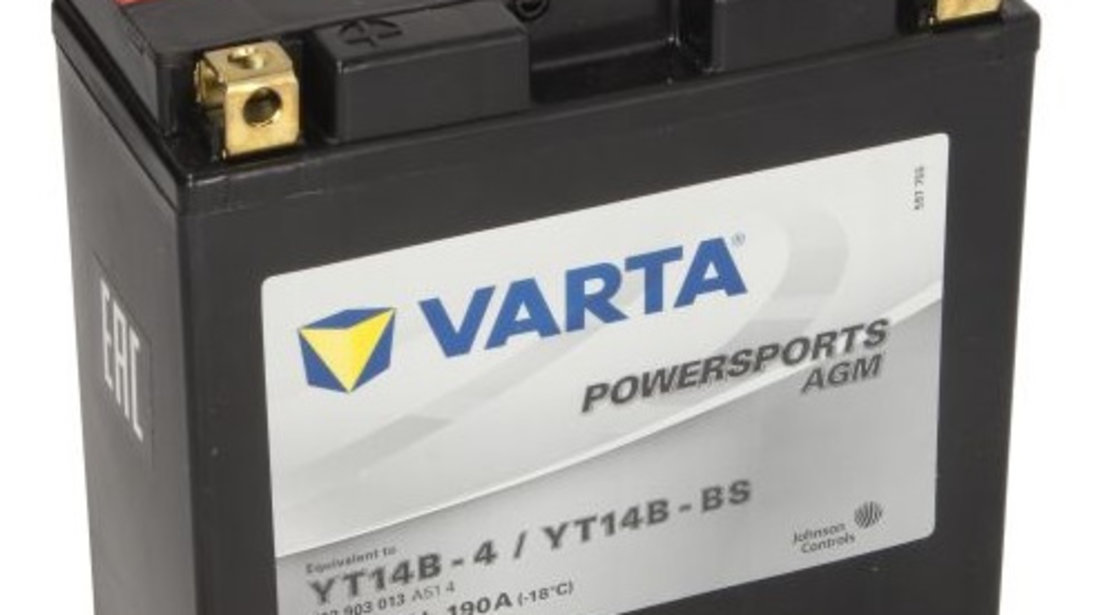 Baterie Moto Varta Powersports Agm 12Ah 12V YT14B-BS VARTA FUN