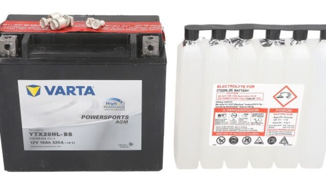 Baterie Moto Varta Powersports Agm 18Ah 12V YTX20HL-BS VARTA FUN