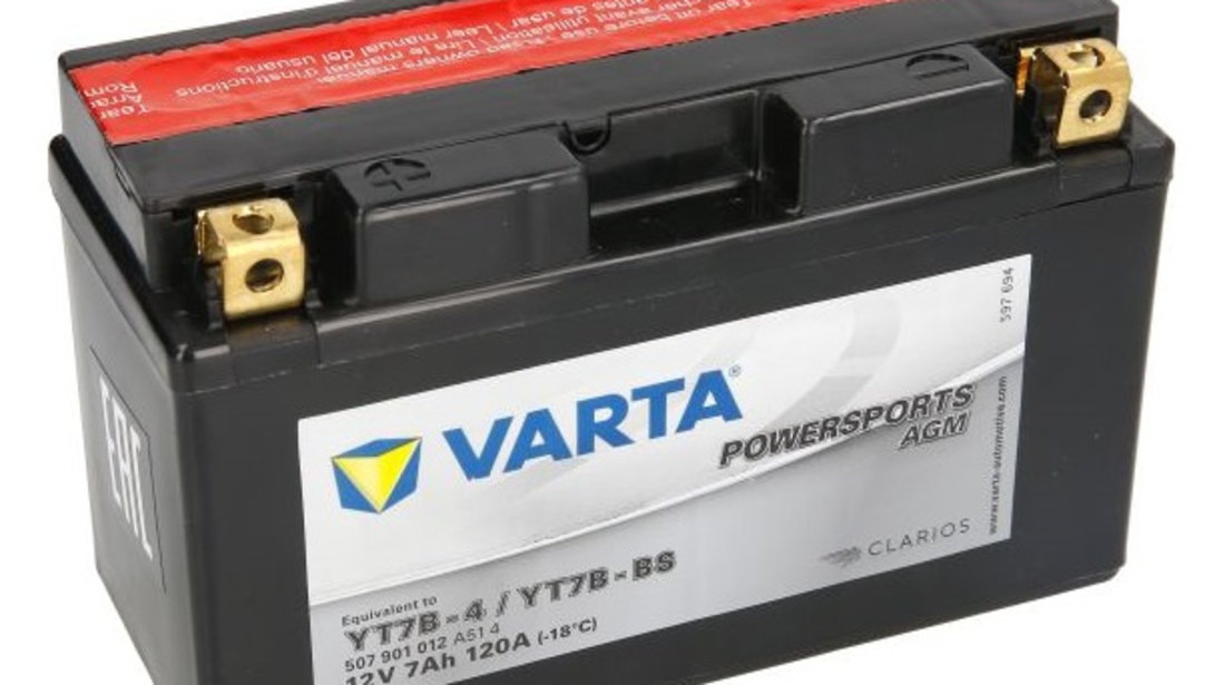 Baterie Moto Varta Powersports Agm 7Ah 12V YT7B-BS VARTA FUN