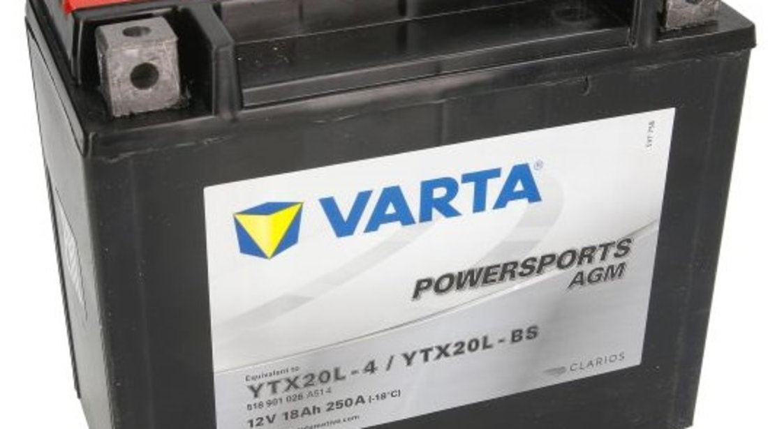 Baterie Moto Varta Powersports Agm YTX20L 18Ah 12V 518901026 A514