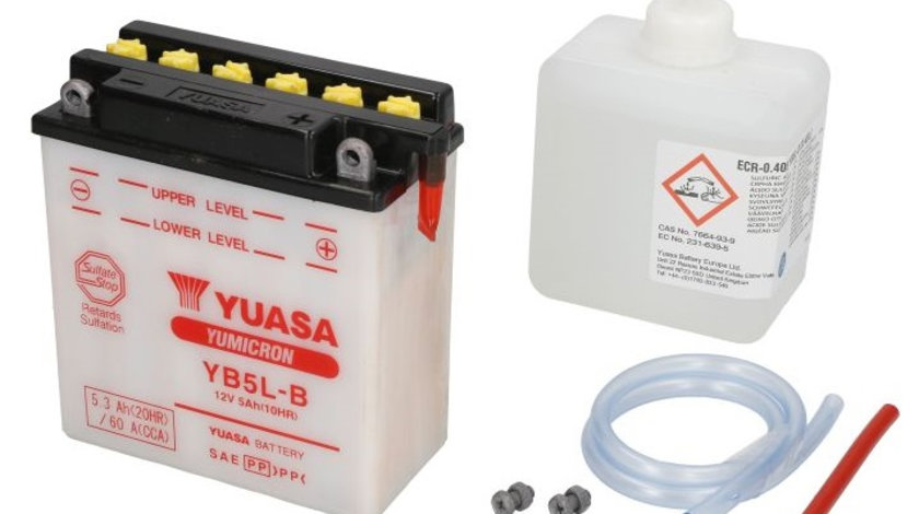 Baterie Moto Yuasa Battery Acid/Dry 12V 5Ah 60A + Elektrolit YB5L-B
