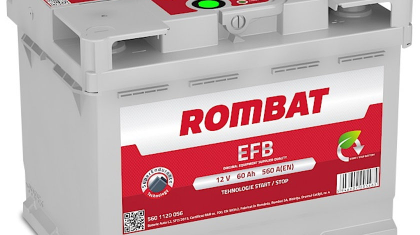 Baterie Rombat Efb Start-Stop 60Ah 560A 5601120056ROM