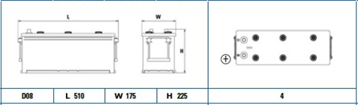 Baterie Start Pro 140ah 800a 510x 175x225 +dr Exide Iveco EG1406