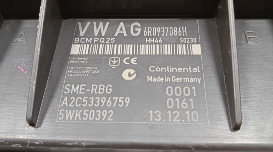 BCM Unitate Modul Calculator Control Confort Volkswagen Polo 6R 2009 - 2016 Cod 6R0937086H A2C53396759 [271M8]