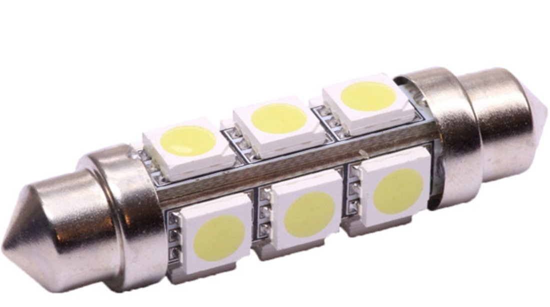 Bec 12 Led SMD Sofit 42MM 5050 6V Alba 360° Cod PT74 130618-14