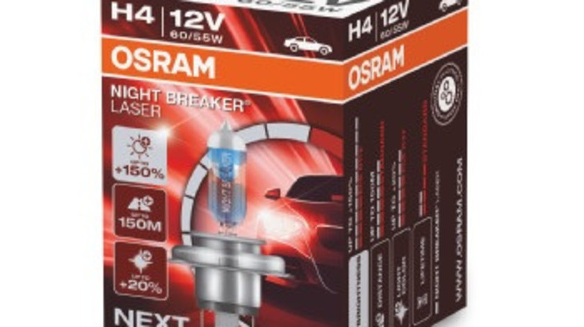 BEC 12V H4 60/55 W NIGHT BREAKER LASER NextGen +150% OSRAM 64193NL OSRAM