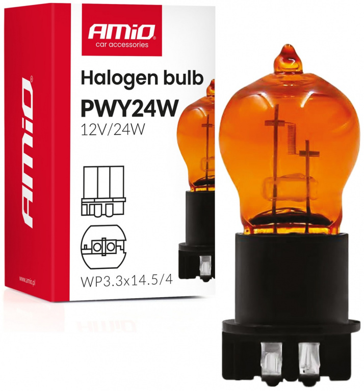 Bec Amio PWY24W 12V 24W WP3.3x14.5/4 Portocaliu 04410