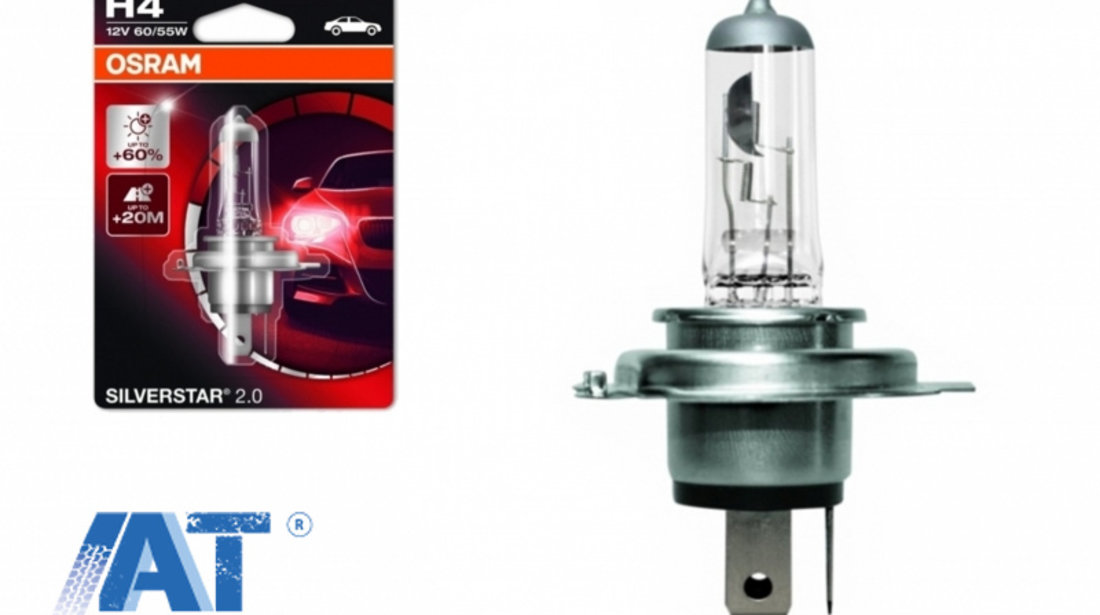 Bec Auto Halogen compatibil cu far Osram SILVERSTAR H4 12V 60/55W