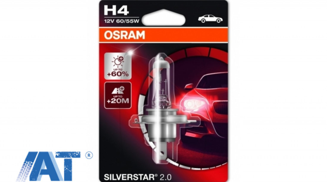 Bec Auto Halogen compatibil cu far Osram SILVERSTAR H4 12V 60/55W