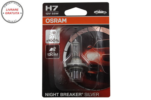 Bec Auto Halogen Osram NIGHT BREAKER SILVER 64210NBS-01B H7 12V 55W Blister (1 uni