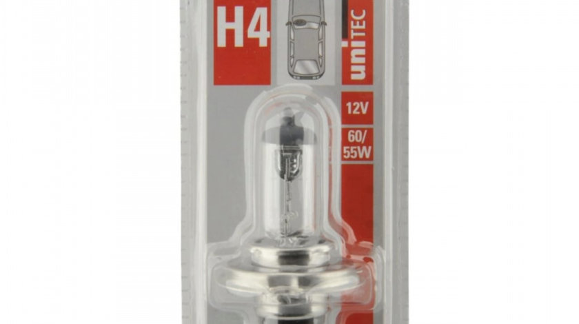 Bec Auto Halogen Pentru Far H4 Soclu P43T 60/55 W 12V Unitec 91310