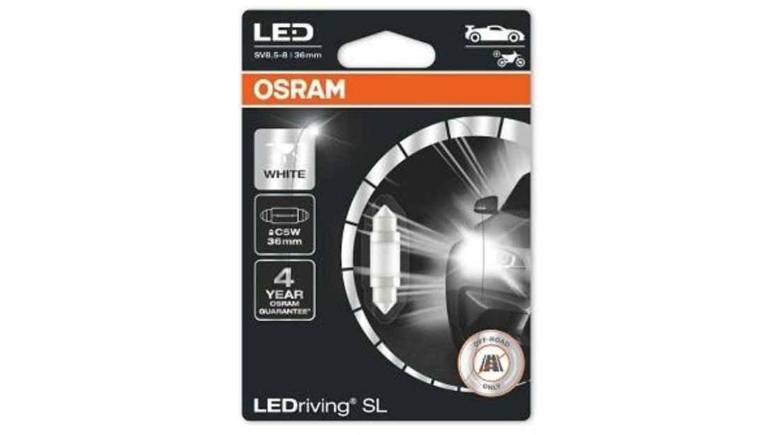 Bec auxiliar cu led 12v (c5w 36mm) white 6000k bli 1 buc osram UNIVERSAL Universal #6 6418DWP-01B