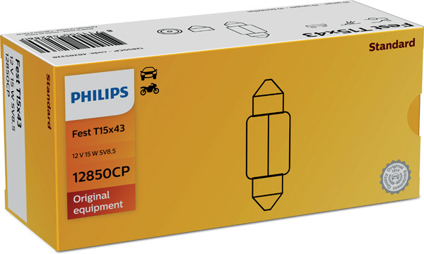 BEC BORD FESTOON T15X43 12V SET 10 BUC PHILIPS 12850CP PHILIPS