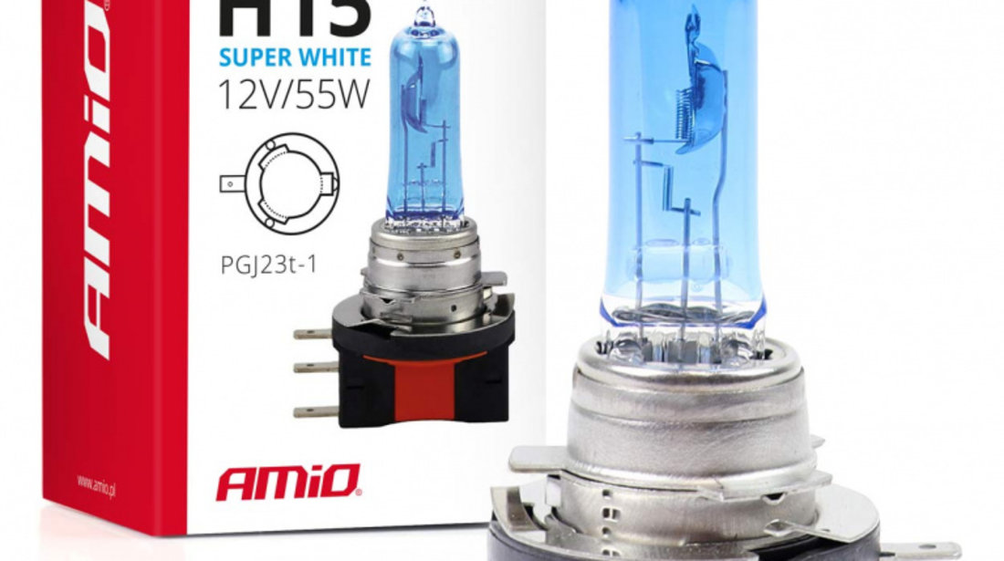 Bec Cu Halogen H15 12v 55w Super White Amio 01492