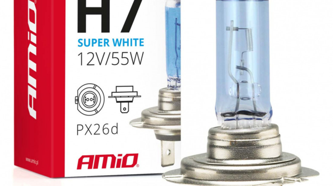 Bec Cu Halogen H7 12v 55w Filtru Uv (e4) Super White Amio 01157