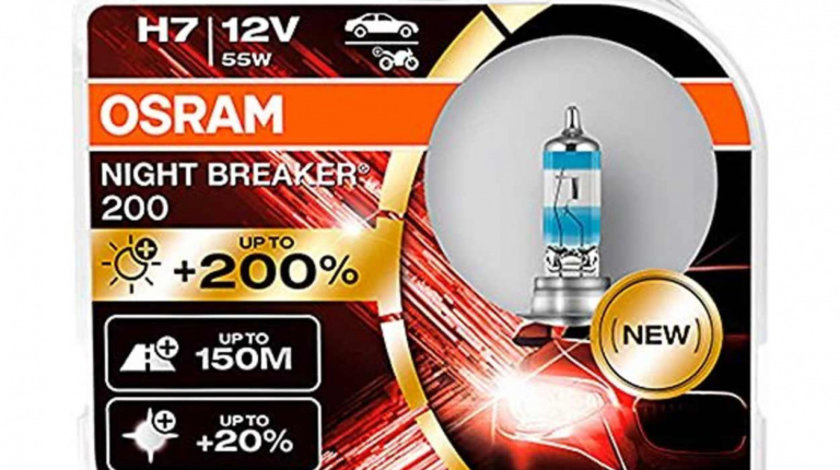 Bec Cu Halogen Osram H7 12v 55w Px26d Night Breaker 200 /2 Buc Amio O-64210NB200-HCB