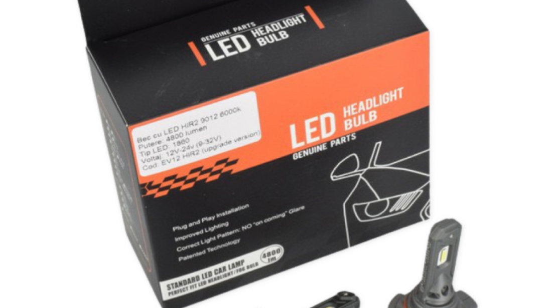 Bec Cu Led HIR2 9012 6000k 4800 Lumen 1860 12V-24v (9-32V) EV12 HIR2 250222-1