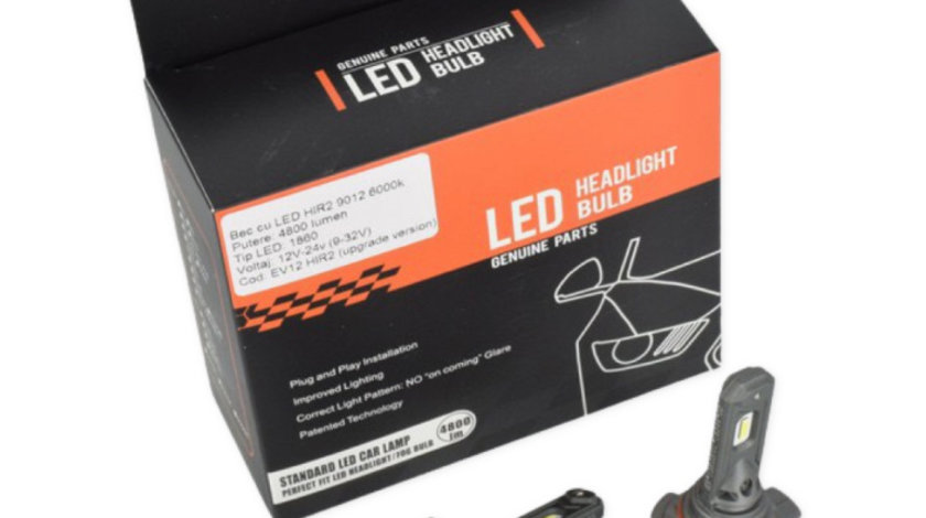 Bec Cu Led HIR2 9012 6000k 4800 Lumen 1860 12V-24v (9-32V) EV12 HIR2 250222-1