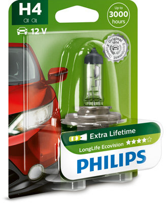 BEC FAR H4 60/55W 12V LONGER LIFE ECOVISION PHILIPS 12342LLECOB1 PHILIPS