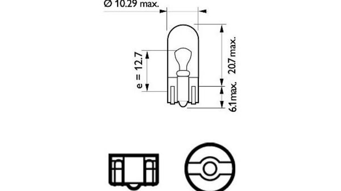 Bec fara soclu w5w 12v set 10 buc philips UNIVERSAL Universal #6 12961CP
