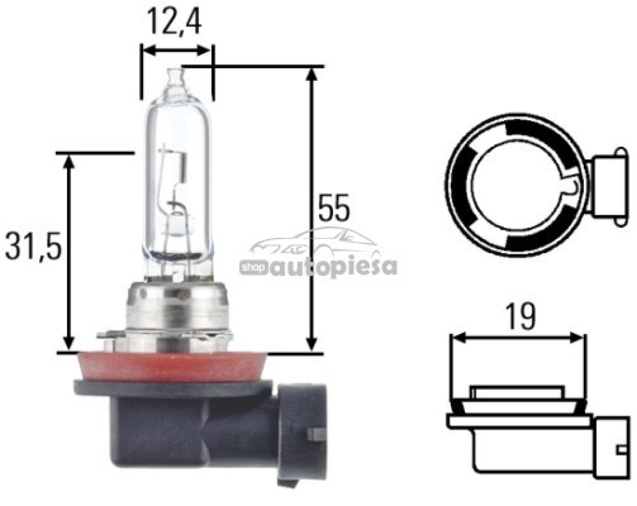 Bec Hella H9 12V 65W 8GH 008 357-001 piesa NOUA