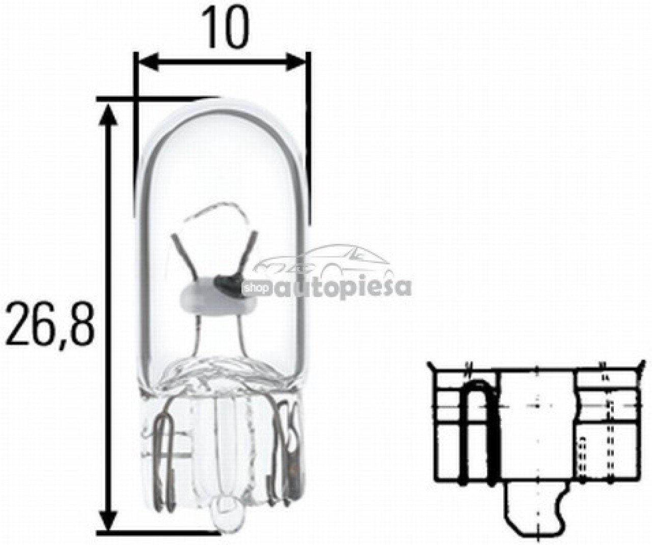 Bec Hella W5W 12V 5W 8GP 003 594-121 piesa NOUA