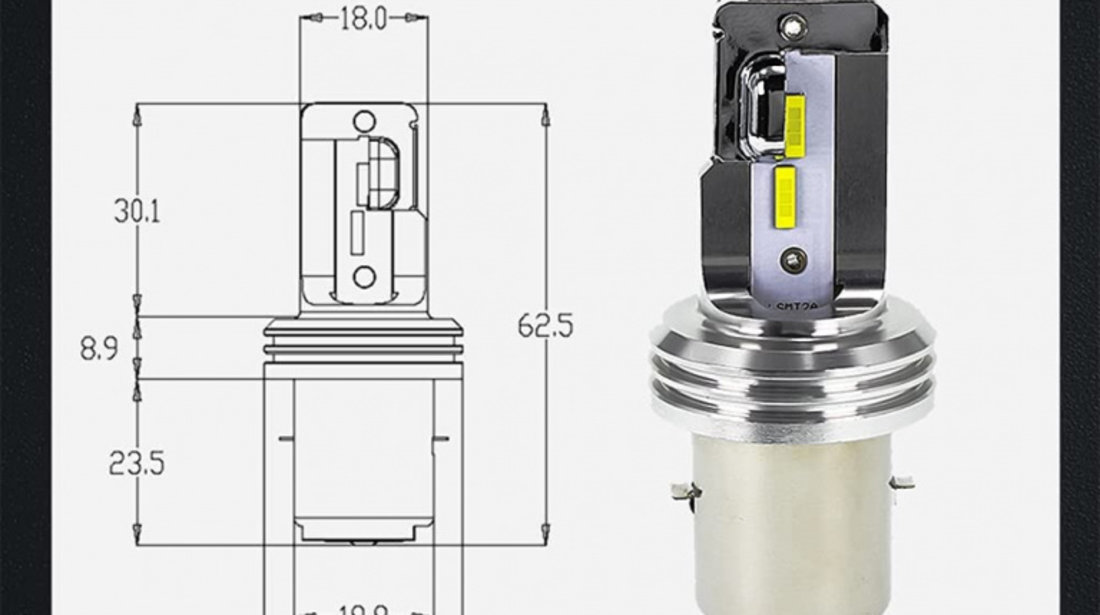 Bec Led BA20D (H6) Pentru Far Moto, Atv, Scuter, Putere 18W, Luminozitate 1600 Lm, 12V MT2A-H6 488686