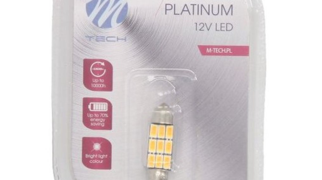 Bec Led M-Tech C5W 12V SV8,5 Alb Cald TULB815WW-01B