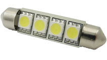 Bec Led Sofit 42MM 4 SMD 5050 12V Rosu Cod PT72 13...