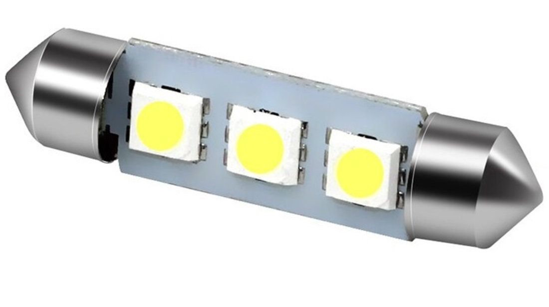 Bec Led Sofit C5W, 3 SMD, 31mm, 12V, Pentru Plafoniere, Portbagaj, Lumina Alb 6000K KRU106