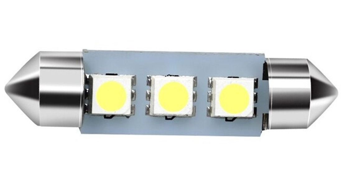 Bec Led Sofit C5W, 3 SMD, 31mm, 12V, Pentru Plafoniere, Portbagaj, Lumina Alb 6000K KRU106