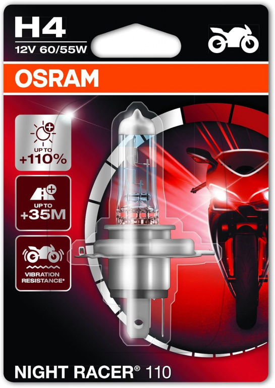 Bec Moto Osram H4 12V 60/55W Night Racer 110 110% 64193NR1-01B
