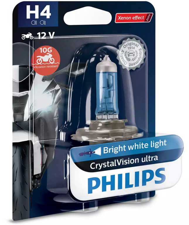 Bec Moto Philips H4 12V 60/55W P43T-38 Crystal Vision Ultra Moto 12342CVUBW
