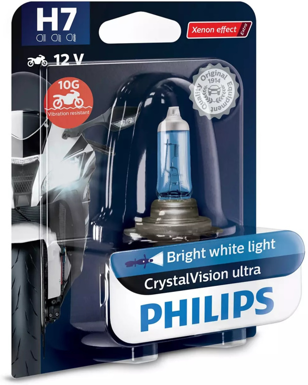 Bec Moto Philips H7 12V 55W PX26D Crystal Vision Ultra Moto 3700K 12972CVUBW