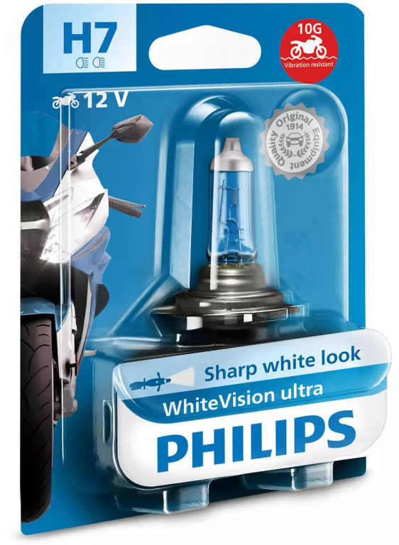 Bec Moto Philips H7 12V 55W PX26D White Vision Ultra Moto 12972WVUBW
