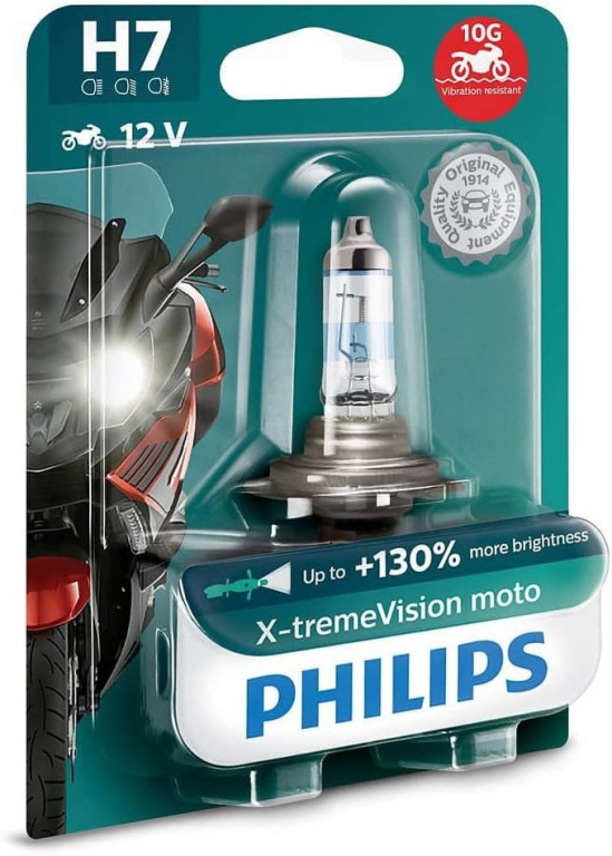 Bec Moto Philips H7 12V 55W PX26D X-treme Vision Moto 130% 3500K 12972XV+BW